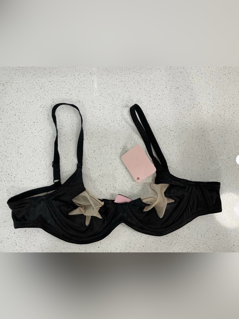 Agent Provocateur Black Beige Star Bra 36A New Underwire